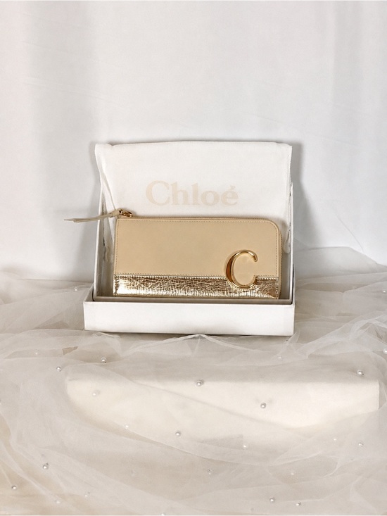 Chloe Handbags - Chloé C Long Zip Wallet Cream & Metallic Gold Leather Dust Bag & New In Box!